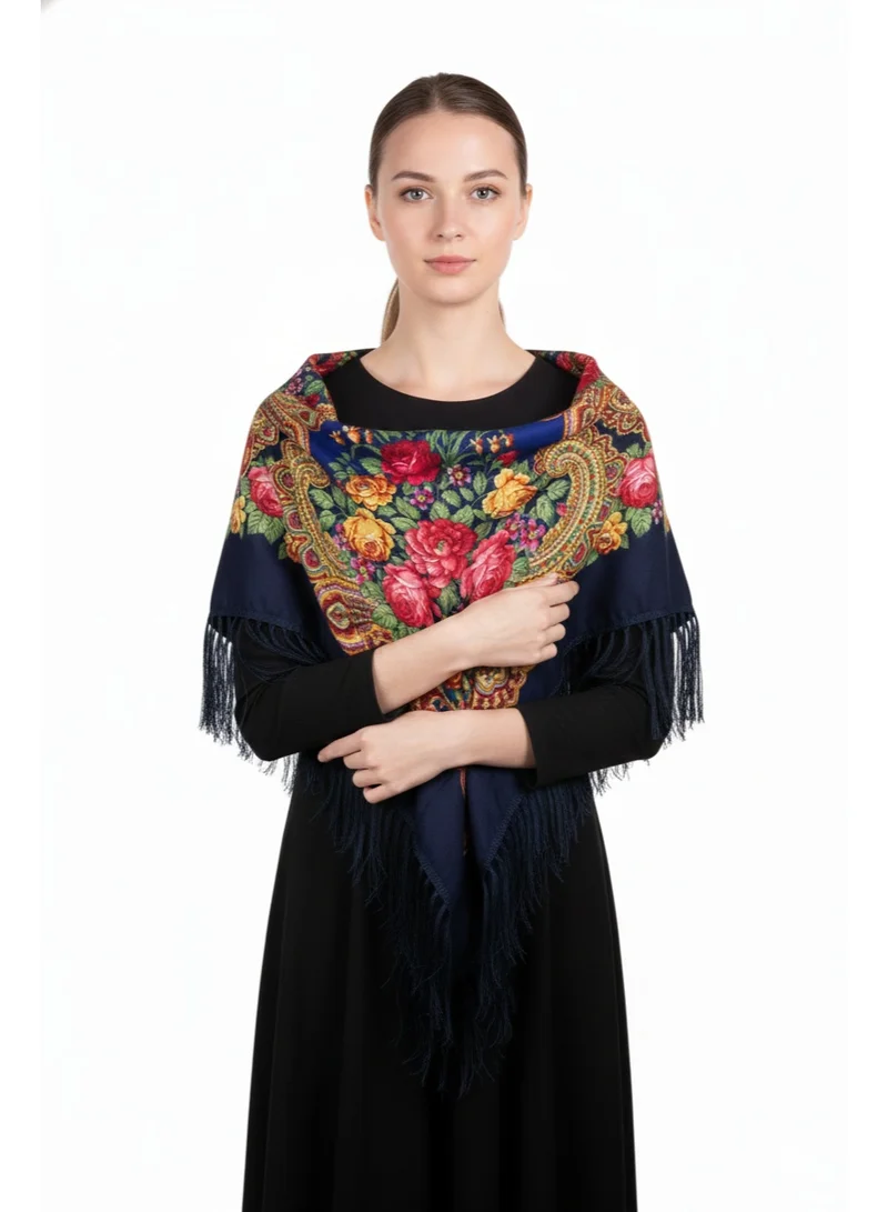 Bidani Traditional Shawl – Pavlovo Posad Style with Paisley & Roses